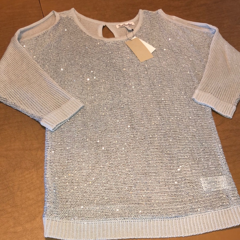 Gray Cold Shoulder Keyhole Back Tunic Sweater